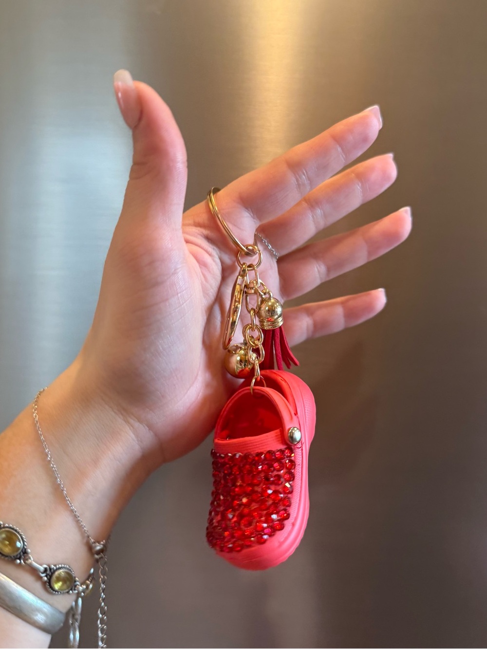 Red Rhinestone Croc Keychain - Picture 4 of 9